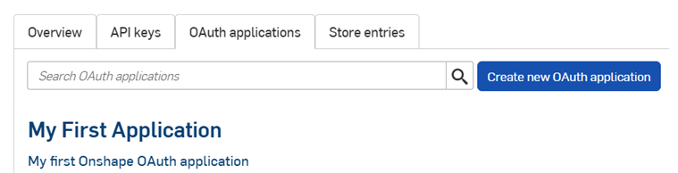 Oauth applications list in the developer settings