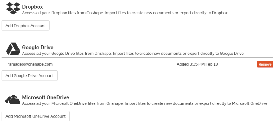 Screenshot der Integrationen-Einstellungsseite