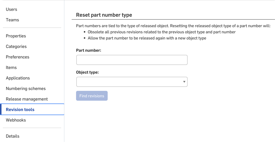 Company-Einstellungen: Revisions-Tools