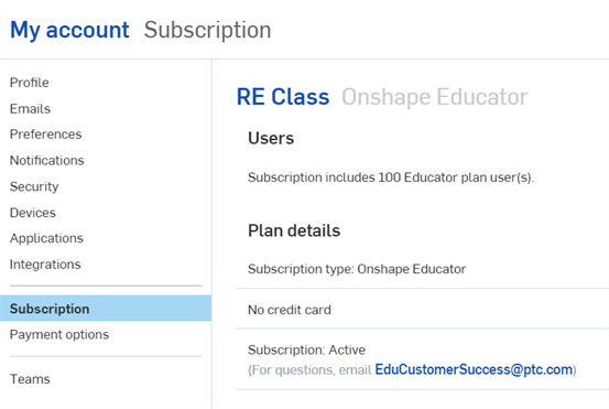 Seite für ein Educator-Abonnement