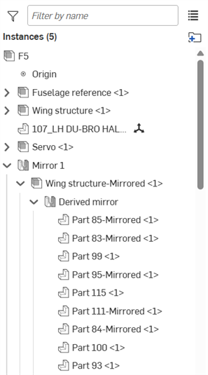 Beispiel für „Spiegel-Feature für Baugruppen“