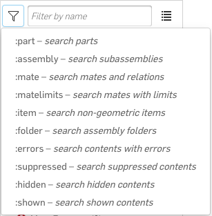 Baugruppenfilter-Dropdow-Liste