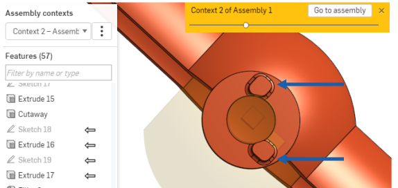 Example of editing a Part Studio in multiple contexts