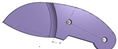 Example of previously straight blade edited to have a curved edge