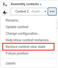 Restore context view state menu option