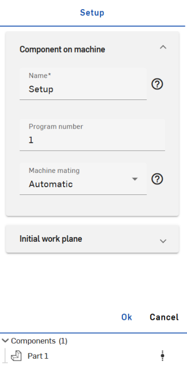 Screenshot of the Setup panel in a CAM Studio