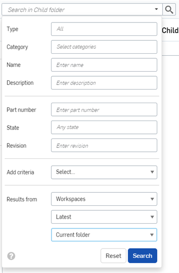 Dropdown-Menü „Erweiterte Suche“