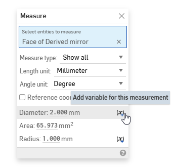 Bild mit Option „Variable hinzufügen“ hervorgehoben im Dialogfenster „Mess-Tool“