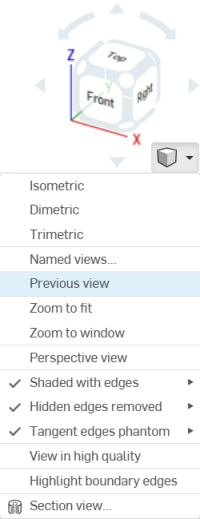 Screenshot of the Camera and render menu options with Previous view highlighted