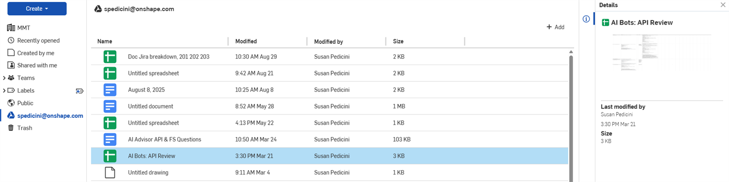 Documents page - integrations