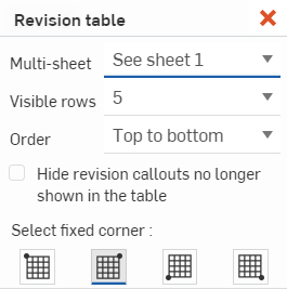 Dialogfenster „Revisionstabelle“