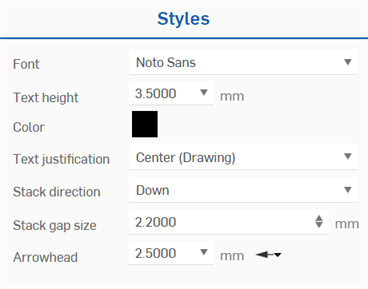 Callouts Styles panel