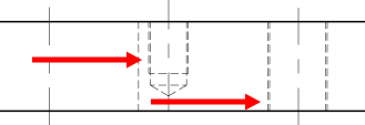 Beispiel für die Gewindeanzeige (Linien, die Gewindebohrungen darstellen)