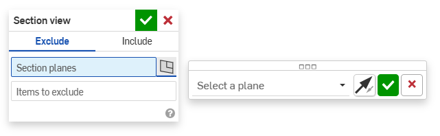 Screenshot of the Select default plane icon clicked