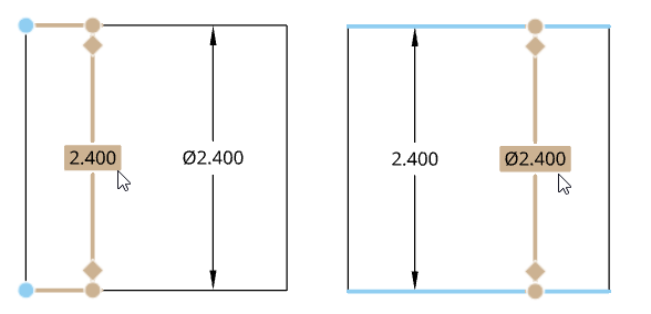 Beispiel linearer Bemaßungen an runden Bauteilen