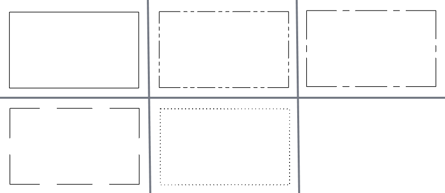 Linienstil-Optionen für Skizzengeometrie in Zeichnungen