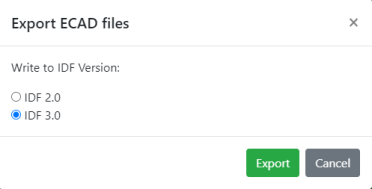 Dialogfenster „ECAD-Dateien exportieren“