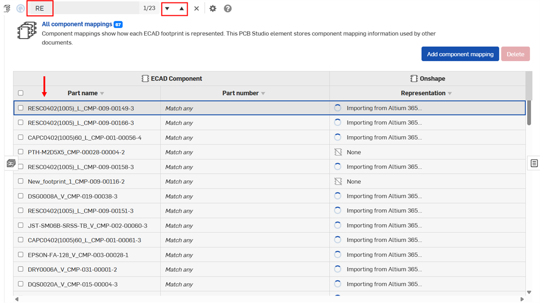 Beispiel für das Navigieren durch die Suchergebnisse