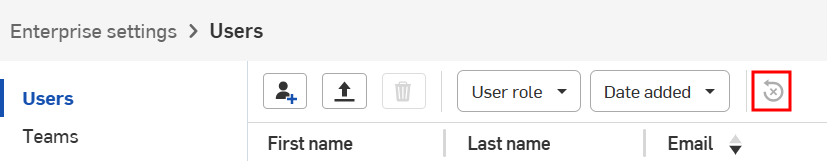 Clear filters button