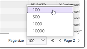Adjusting table pagination in a tile