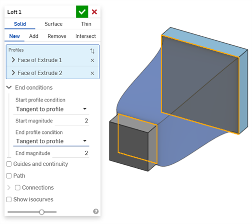 Loft: Tangent to profile