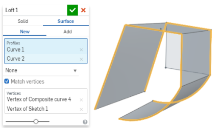 Beispiel für die Verwendung einer zusammengesetzten Kurve in einem Feature-Tool wie „Ausformung“