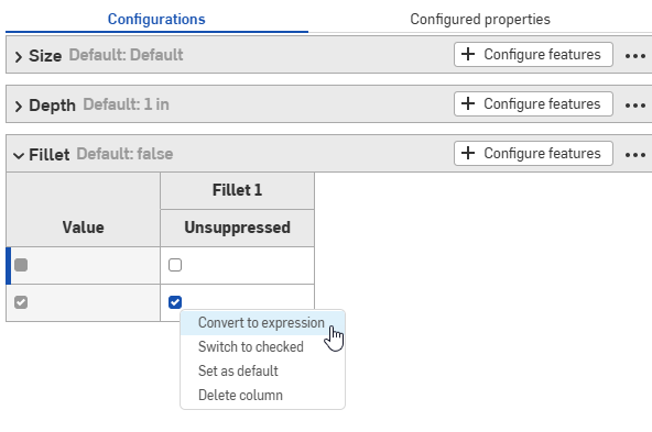 RMB config check box > Convert to expression