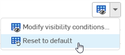Click the Manage visibility icons dropdown in the Configurations area and select Reset to default from the menu.