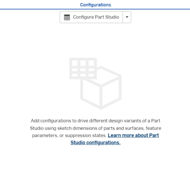 Configurations panel