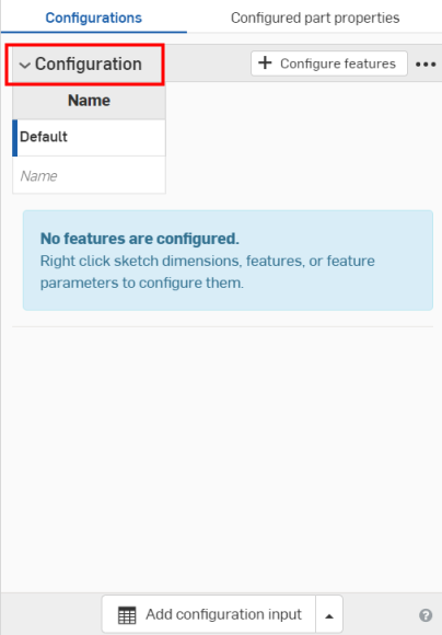 example of a Configuration table