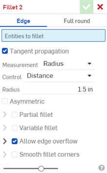 Fillet dialog