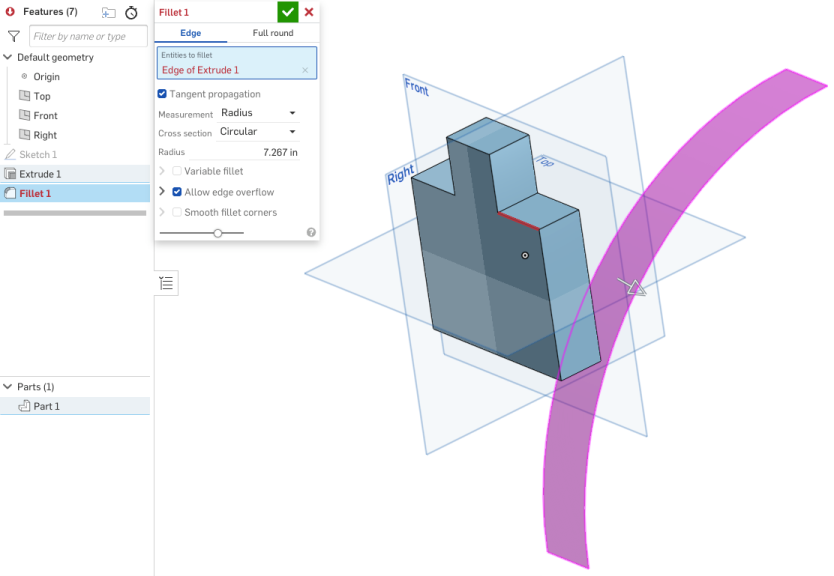 Fillet face error