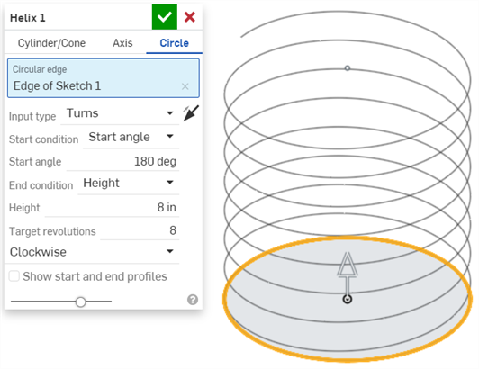 Helix circle path example