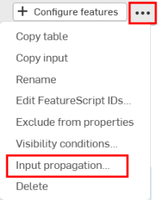 Screenshot of Input propagation option outlined in red in the context menu