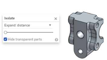 „Transparente Bauteile ausblenden“ im Dialogfenster „Isolieren“ aktiviert