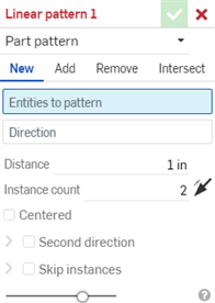 Dialogfenster mit Feature-Symbol „Lineares Muster“