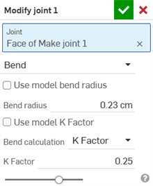 Modify joint dialog