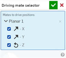 Dialogfenster „Driving Mate Selector“ vorausgewählt