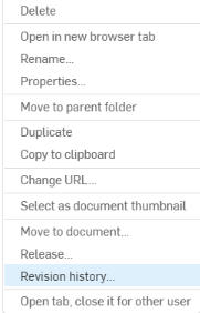 Beispiel für Rechtsklicken auf die Registerkarte der Zeichnung und Klicken auf Revisionshistorie