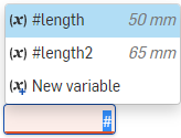 Example entering a pound sign in the search field to show a selectable list of acceptable variables