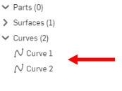 Beispiel einer neu erstellten Kurve, die in der Bauteil-Liste aufgeführt ist