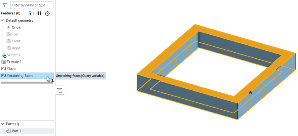 Übereinstimmende Flächen, die in der Abfragevariablen hervorgehoben sind