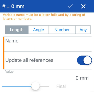 Variable dialog