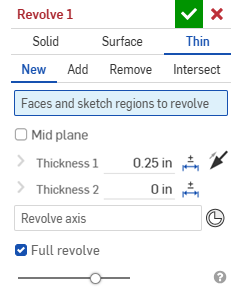 Dialogfenster „Rotieren“ mit ausgewähltem Erstellungstyp „Dünn“