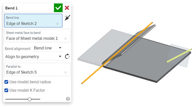 Beispiel für die Biegungsausrichtung an Geometrie