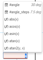 Beispiel für das Feature „Variable automatisch ausfüllen“ mit der Liste der verfügbaren Variablen