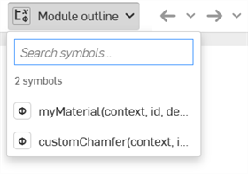 Module outline button expanded in the Feature Studio toolbar