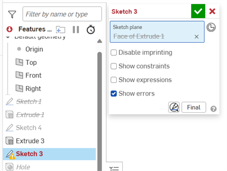 Opening the failed sketch