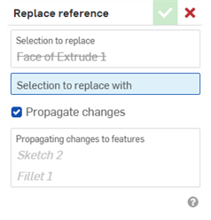 Replace reference dialog