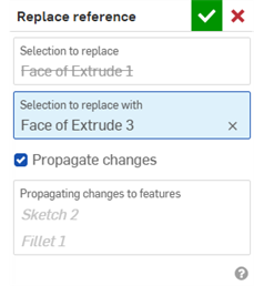 Replace reference dialog after selection is replaced